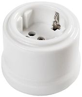 Розетка-ретро с заземлением керамика Bironi Лизетта 1-м. белый картинка